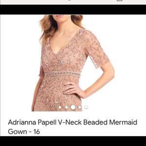 Adrianna Papell V Neck Beaded Mermaid